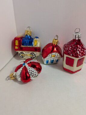 VTG German European Mouth Blown Mercury Glass Christmas Ornaments Lot 4 Retro